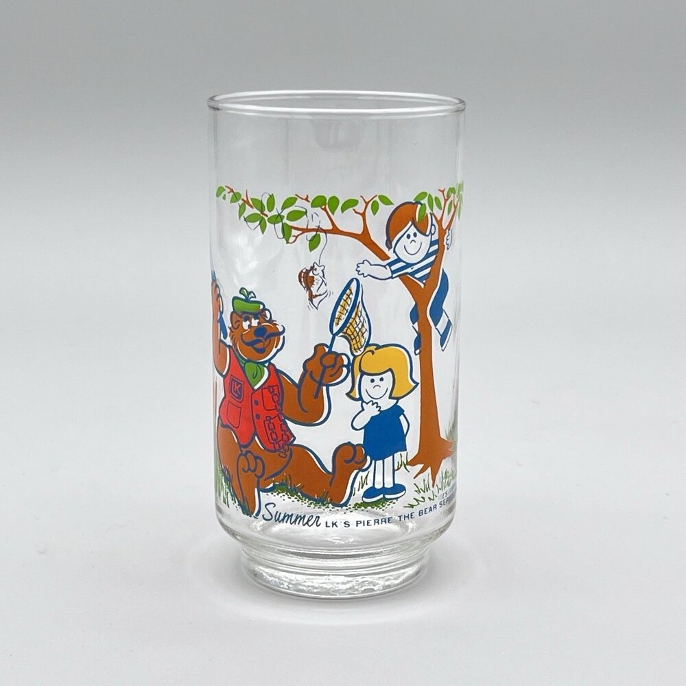 Vintage 1978-79 LK's Pierre the Bear Series "Summer" 5" Libbey Juice Glass